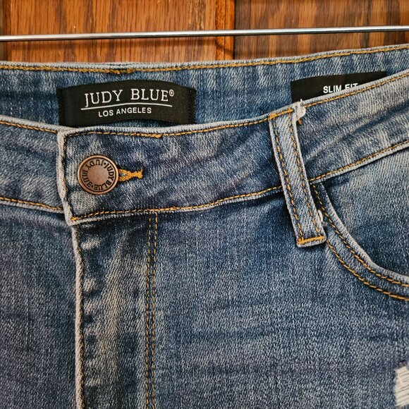 Judy Blue Distressed High Rise Slim Fit Ankle Jeans Sz 15/32 - Picture 4 of 9